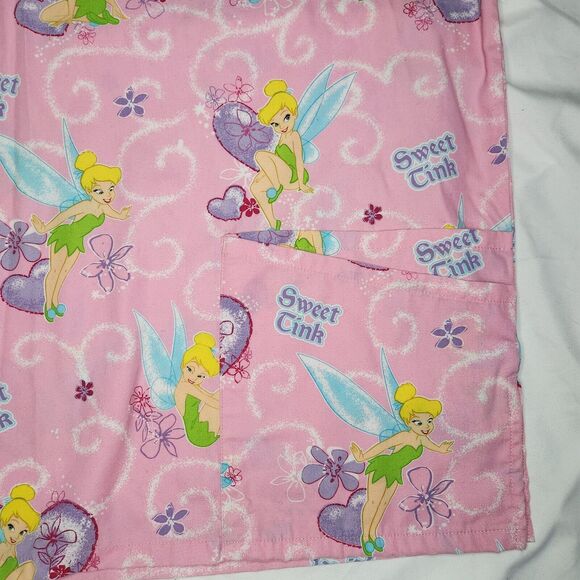 Disney Womens XL Sweet Tink Tinkerbell Scrub Top PInk - Picture 3 of 10
